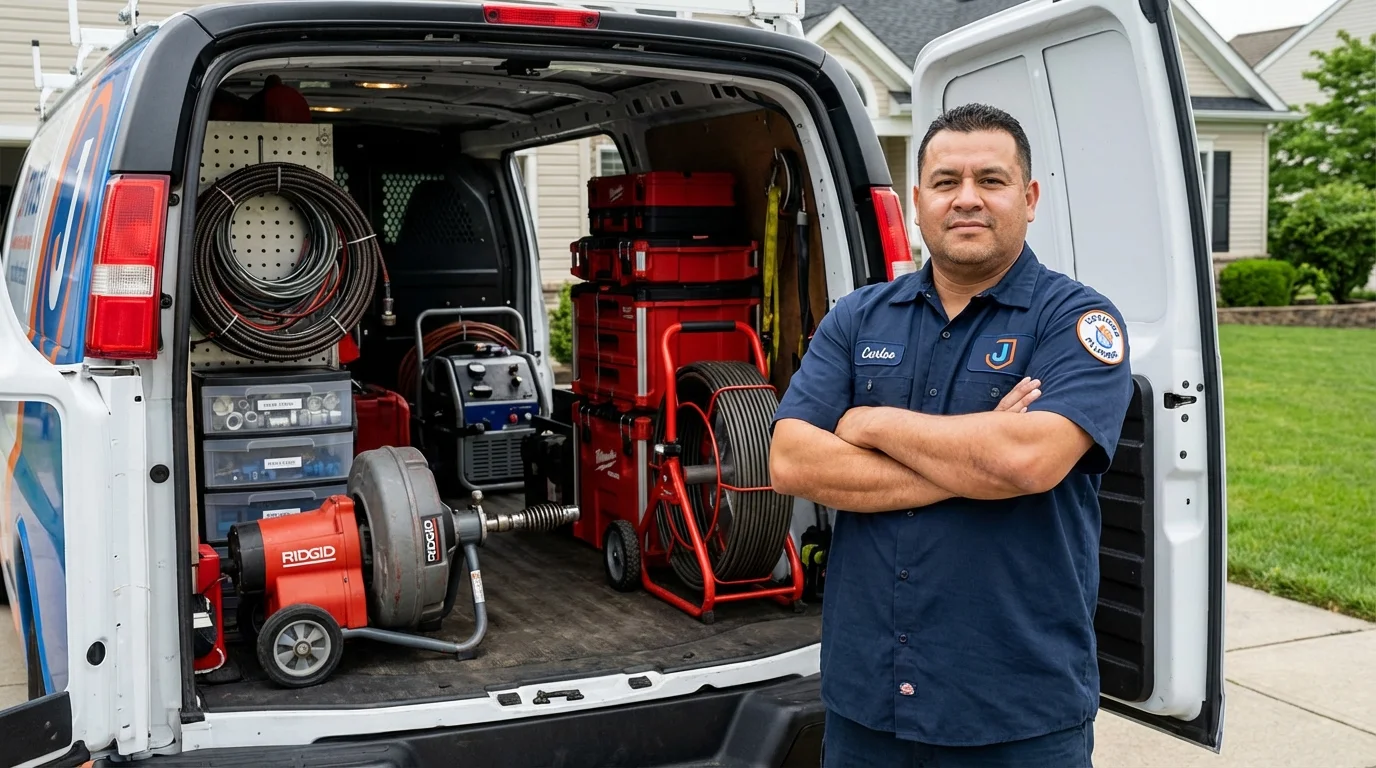 Professional drain cleaning equipment and Johns Plumbing LLC plumber in Sabana Seca