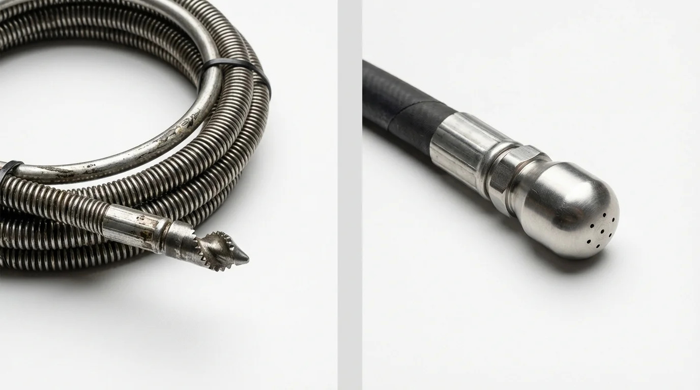 Drain snake cable and hydro jetting nozzle used for drain cleaning in Sabana Seca, PR